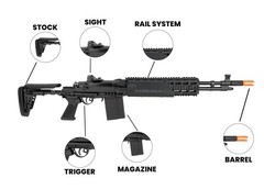 Airsoft AEG Rifle M-14A EBR Full Auto Metal 6mm BBs- 400 FPS W/300 RDS Magazine