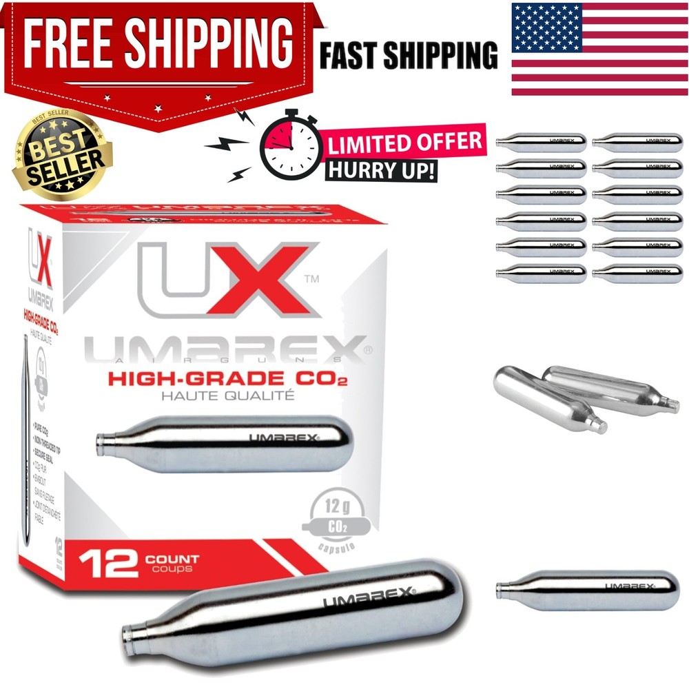 Umarex High-Grade CO2 Cartridges for Pellet Guns – 12 Gram, Pack of 12
