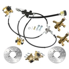 Front Foot Hydraulic Disc Brake Caliper + 3 Stud Spindle Hub ATV Go Kart Golf