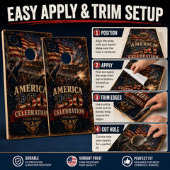 America 250 Cornhole Board Wraps 1776 2026 Patriotic Flag Decal Set