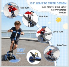 3 Wheel Scooters for Kids 2-5 5-7 Years, 4 Adjustable Heights Foldable Metal…