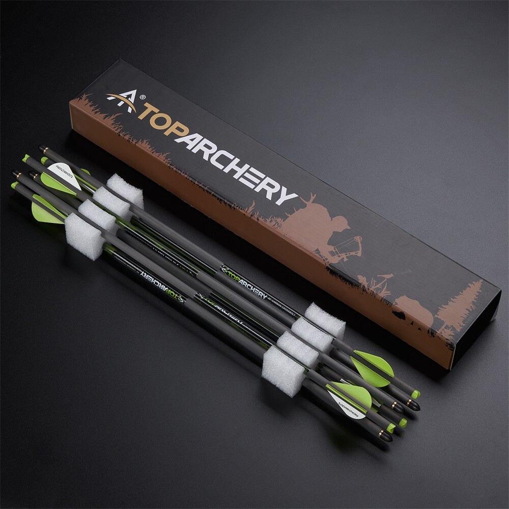 6PK 20in. Carbon Crossbow Bolts.006 Straightness with 2in. Vane Half Moon Nocks