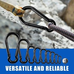 Small Carabiner Clip Hook, 1.57 inch 10 pcs Black Heavy Duty Spring Snap Hook…