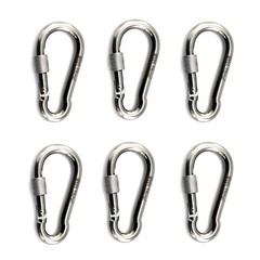 6Pcs 1/4″ Heavy Duty Locking Carabiner Clips Stainless Steel Outdoor Marine