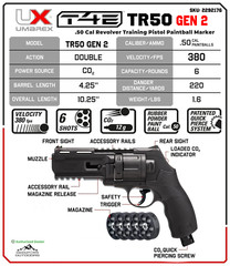 Umarex TR50 Paintball Revolver CO2 Marker GEN 2, 7.5 Joules, 380FPS (2292176)