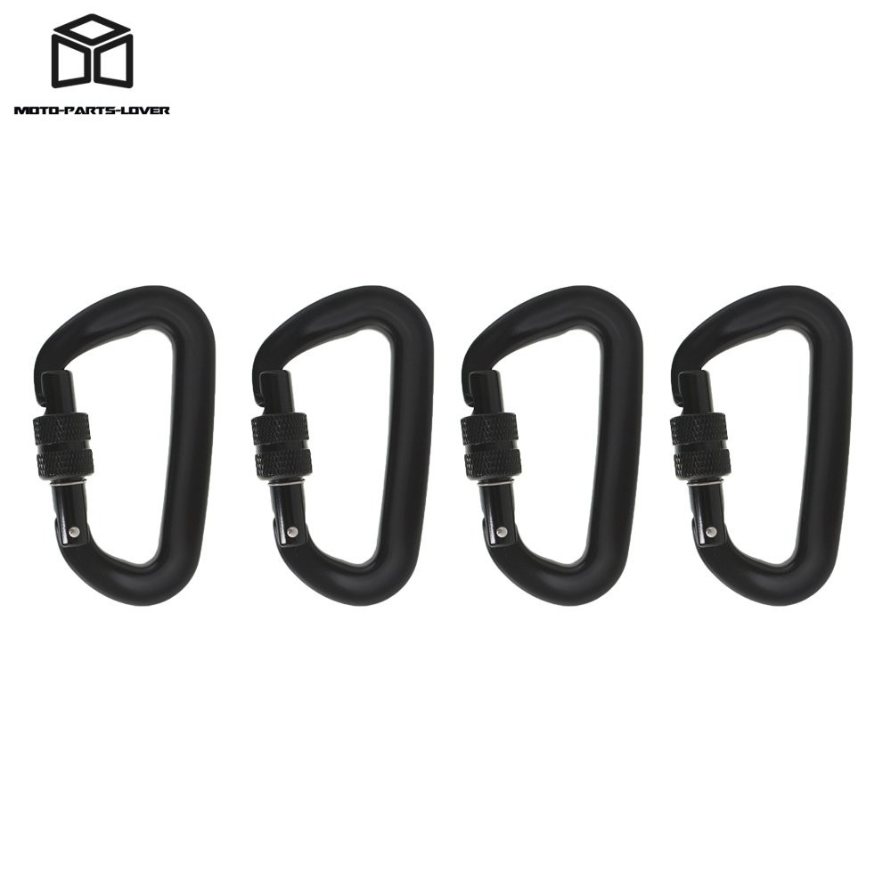 Heavy Duty 4 Pack 12 KN D-Shaped Locking Carabiners Clip Aviation Aluminum