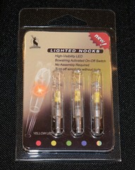 3 Yellow Crossbow Lighted Half Moon Nocks Carbon Arrow .303 Press Fit 7.6mm