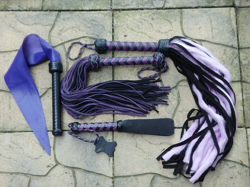 Lot *4* PURPLE POWER Flogger Whip Cat Slapper – Horse Training Tool Starter Kit