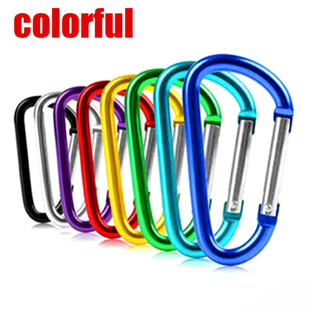 10/200 PCS Aluminum Carabiner D Shape Spring Clip Snap Key Hook Keychain Buckle