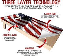 C192 American Flag Cornhole Board Wrap LAMINATED Wraps Decals Vinyl Sticker