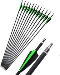 12X Carbon Arrow 30» Archery SP500/Blade Arrowhead Compound Recurve Bow Hunting