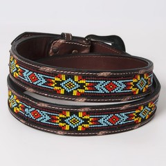 BE BAR H EQUINE Beaded Crystal Basket Tooled Hand Carved Western Leather Men