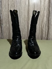 Vtg 80s Durango Black Leather Western Cowboy Boots Mens 10.5 Pull On
