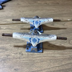 Thunder Skateboard Trucks Blue White Grenade Heart 7.75” Used VTG