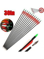 12Pack 30-inch Carbon Arrows SP500 Archery Hunting For Compound&Recurve Bow