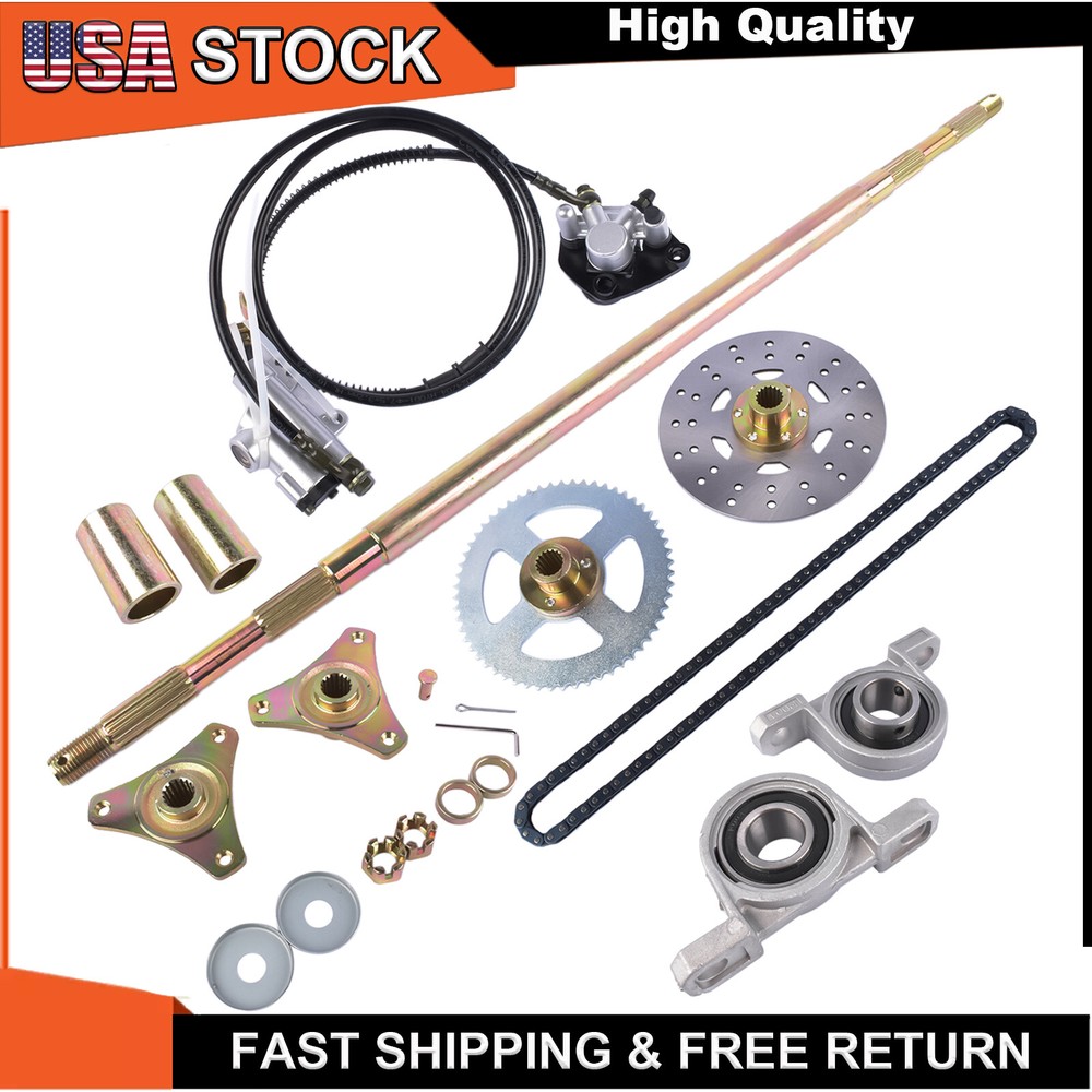Drift Trike Go Kart Rear Live Axle Kit, Sprocket & Hub, Brake Assembly ATV Quads