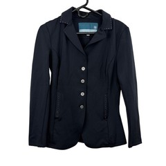 Romfh Jacket Womens 10 Black Equestrian Show Coat Studded Collar Softshell