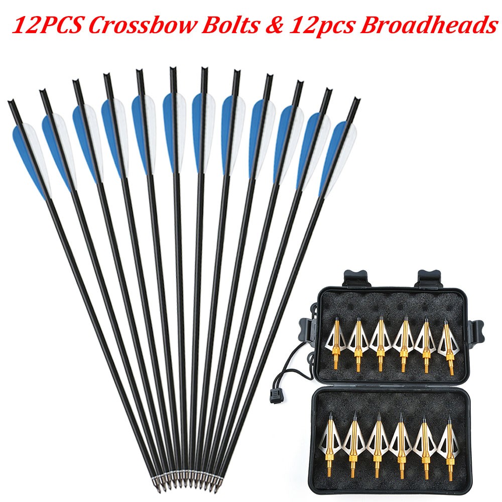 Hunting 20 INCH Crossbow Bolts Arrows Half Nock OD8.8mm +/or 100Grain Broadheads