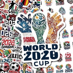 20Pcs Random 2026 World Cup Soccer Sport Party Favor Waterproof Stickers