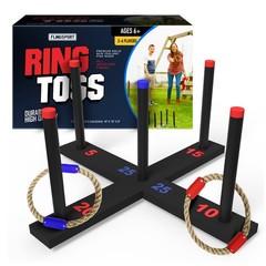 Ring Toss Game, Incl. 6 Double Beaded Rings, Carry Case, Games for Kids, Adults