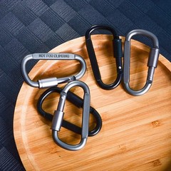 Aluminum Carabiner Clips – Set of 6- Black & Silver Carabiner Tactical Hook
