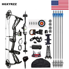 Compound Bow Set 0-70lbs 320FPS Sight Carbon Arrows Feathers Shoting Archery