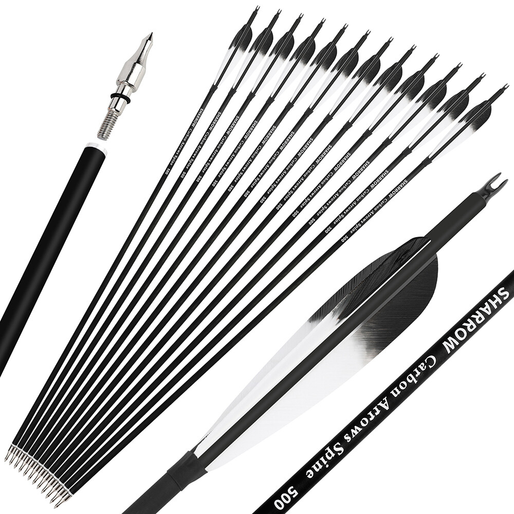 28″ 30″ 31″ Carbon Arrows SP500 100gr Screw Archery Compound Recurve Bow Hunting