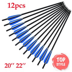 12Pcs Hunting Archery 20/22» Crossbow Bolts Carbon Arrows with 4» Vanes Points
