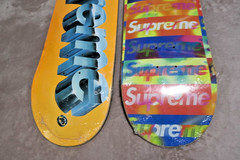 2 Lot Supreme Distorted Box Logo & Orange 3D Logo Graphic Skateboard Deck
