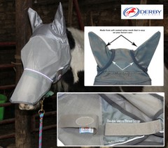 Derby UV-Blocker Premium Reflective Horse Fly Mask with Ears and Nose Cover