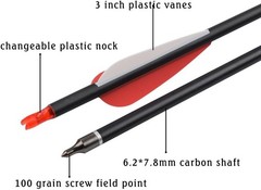26 inch Carbon Arrow Hunting Arrows with 100 Grain Removable Tips for Archery…
