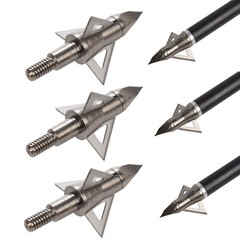12pcs 3-Blade Broadheads Crossbow Compound Bow Arrow Head Tips Bolts 100grain