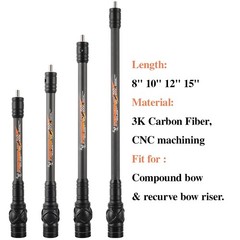 Archery 8″ 10″ 12″ 15″ 3K Carbon Stabilizer Weight Balance Bar Rod Compound Bow