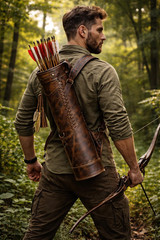 Handmade Leather Archery Back Quiver – Adjustable Strap Hunting Arrow Holder