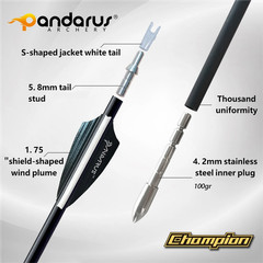 12pcs Pure Carbon Arrows SP400-1600 0.001″ ID4.2mm Archery Bow Target PANDARUS
