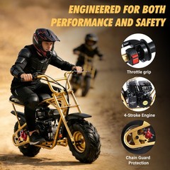 Oryxearth Golden War Bike 99CC Mini Bike 4-Stroke Gas PoweredCollector’s Edition