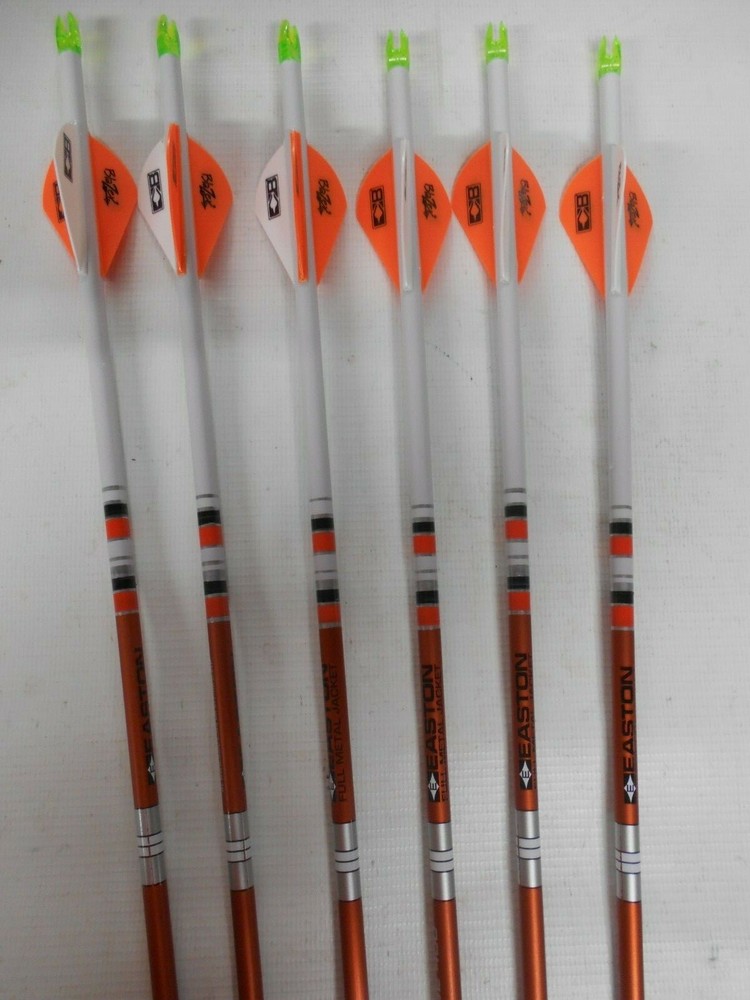 6 Easton Full Metal Jacket FMJ Autumn Orange 5mm 400 Dip/Crest Arrows!