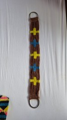 HANDWOVEN MOHAIR WESTERN HORSE CINCH BROWN YELLOW BLUE RANCH TACK