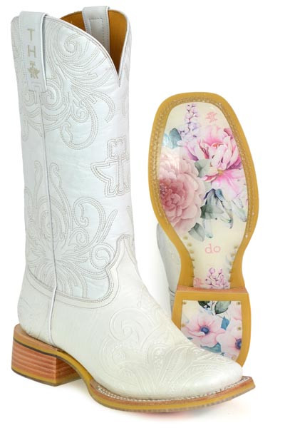 Women’s Tin Haul Wedding Boots with Yes I Do Sole Handcrafted White