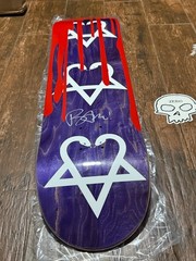 Bam Margera Heartagram Skateboard Deck Signed Autographed Purple New 8.25 Zero