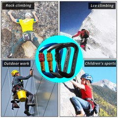 30KN Aluminum Locking Climbing Carabiner D Shape Screwgate Carabiner Clip Hook