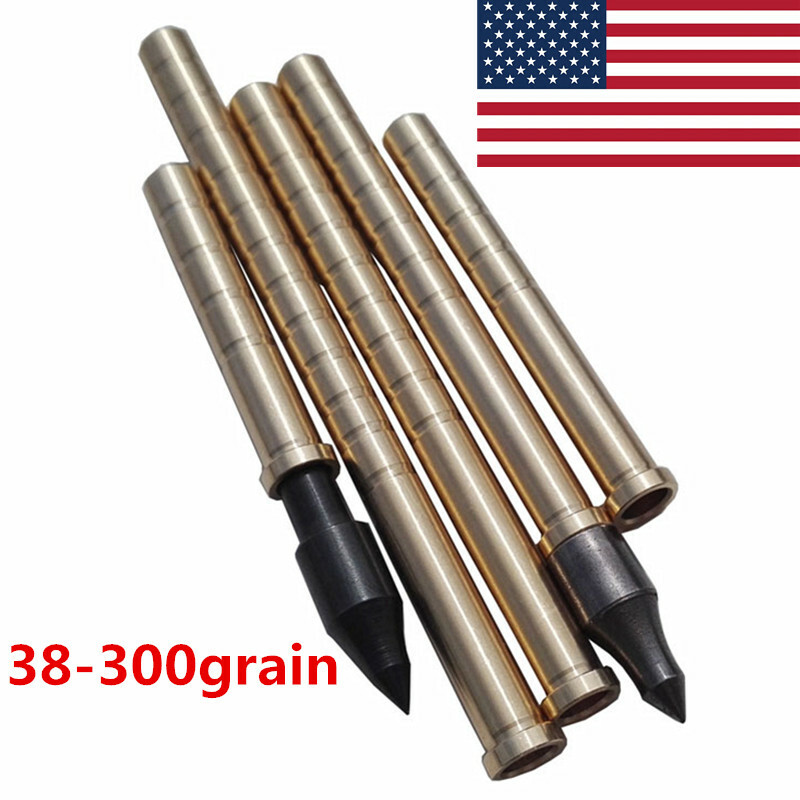 12pc 38-300gr Arrow Inserts Heavy Weight ID6.2mm Base Copper Arrowhead Connector