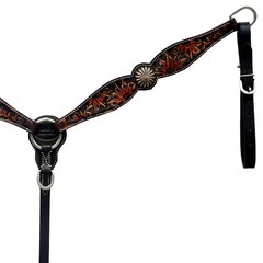 Western Headstall and Breast Collar Set HILASON Tooled Leather Horse Bridle Tack