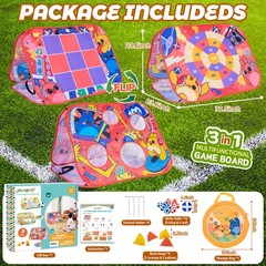 Giant 3-in-1 Bean Bag Toss Game for Kids, Toddler Outdoor Toy Tic Tac Toe Gam…