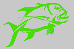 Handmade Fishing Vinyl Decal – Ulua / Giant Trevally 5 x 3.5″, 9 Color Choices!