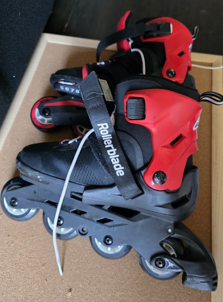Rollerblade Microblade Kids Inline Skates Black Red Size 5-8 Adjustable Tested