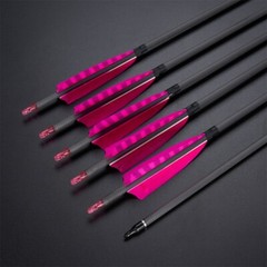 32» Archery Carbon Arrows SP400 with 4″ Turkey Feathers OD7.5mm Hunting Arrows