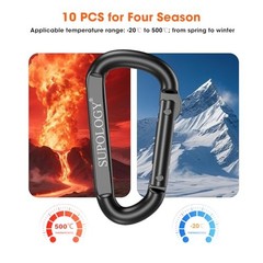 Carabiner Clip, 900 LBS 2.5″ Iron Heavy Duty 10 PCS 2.5″ Carabiner Clips