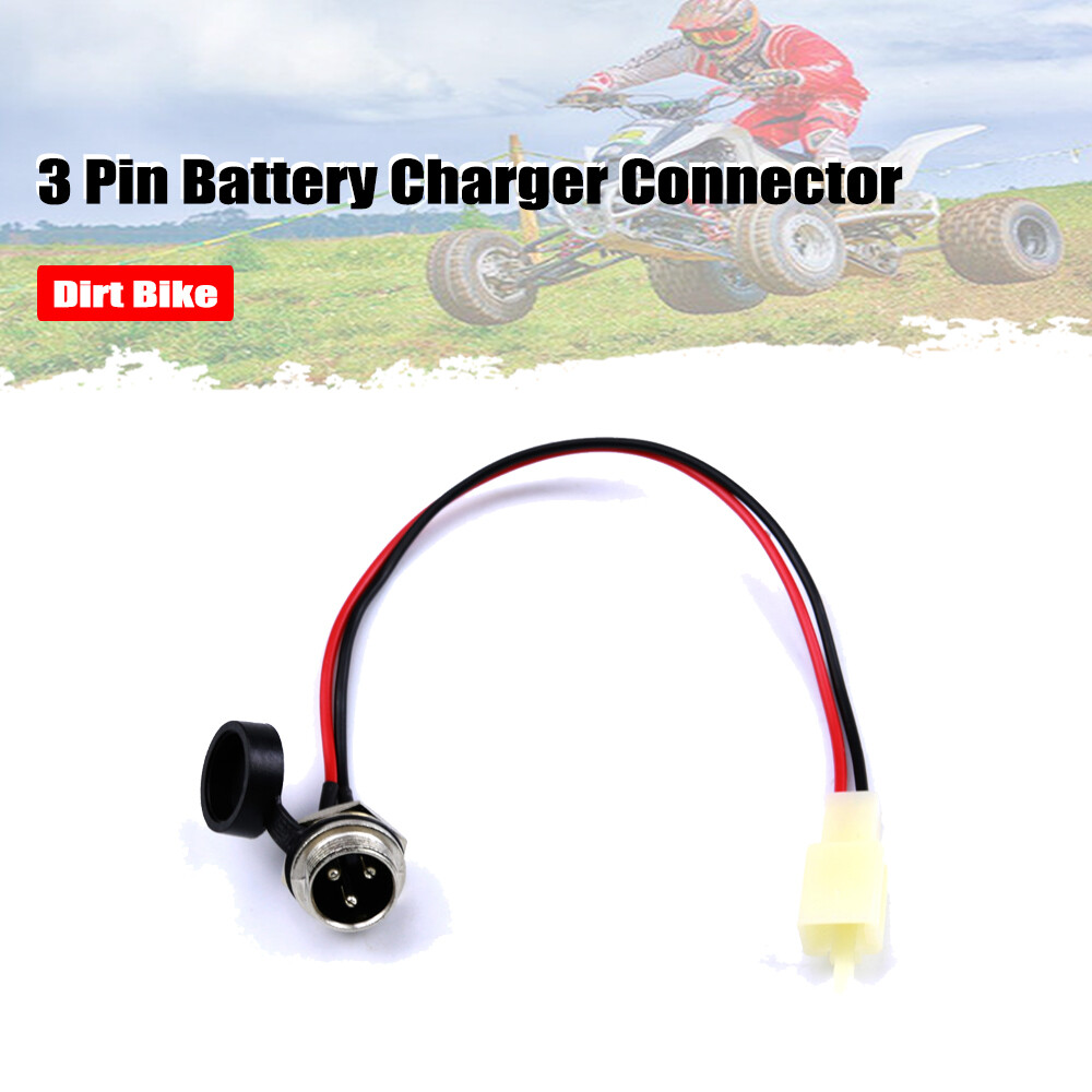 3 Pin Battery Charger Connector Charging Socket 2 Wires W/ Cap Electric Scooter
