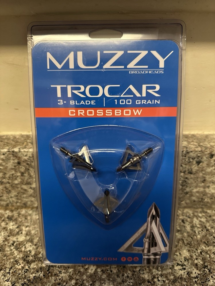 NEW Muzzy Trocar HBX Hybrid Crossbow 4 blade 100 Gr 3 Broadheads expandable